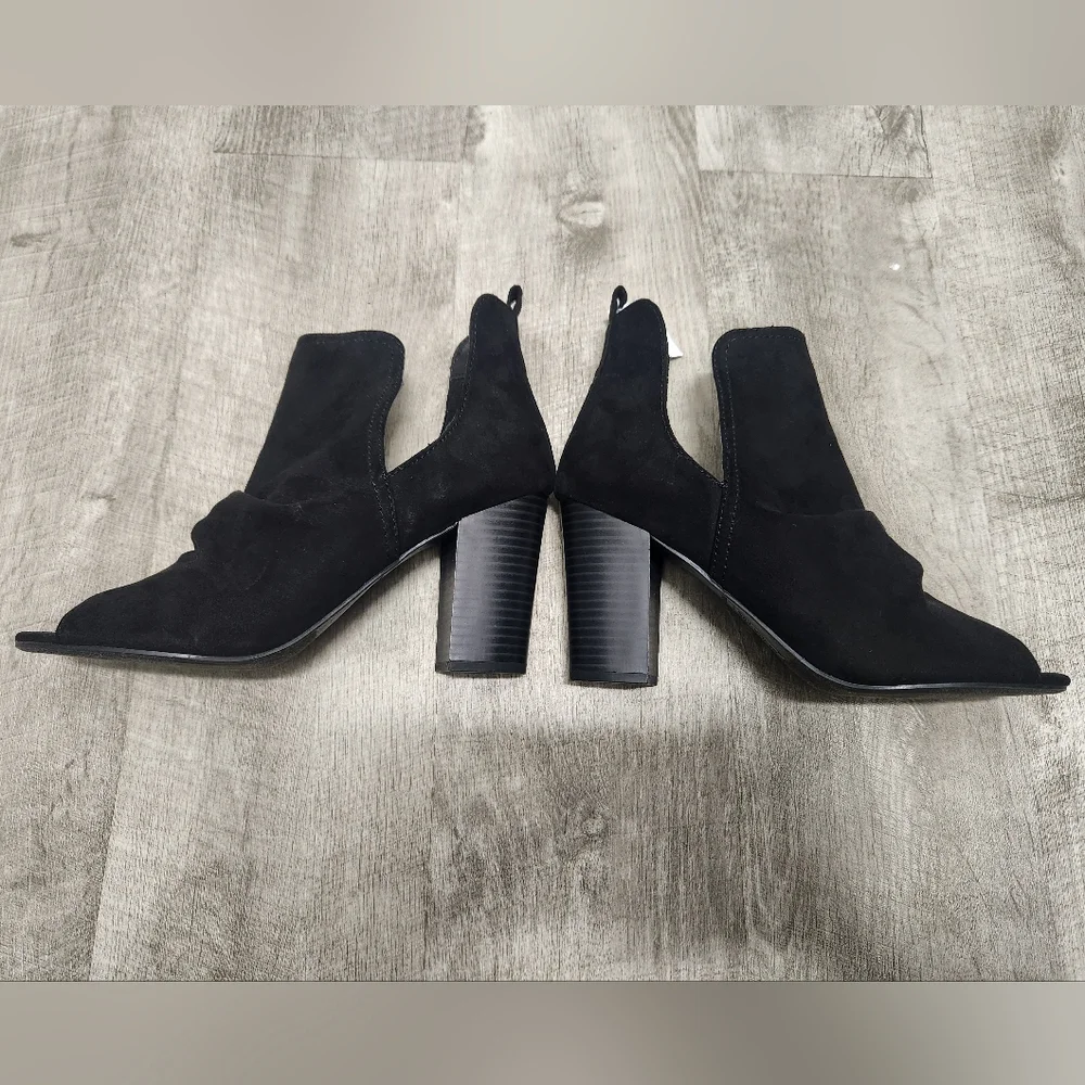 Women's Slip-On Open Toe Peep Toe Ankle Boots Suede Black - Size 8.5 *NWT* - Picture 4 of 9